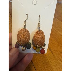 BOHO Vintage Dangle Earrings with Multicolored Beads Beachy Summer Vibe